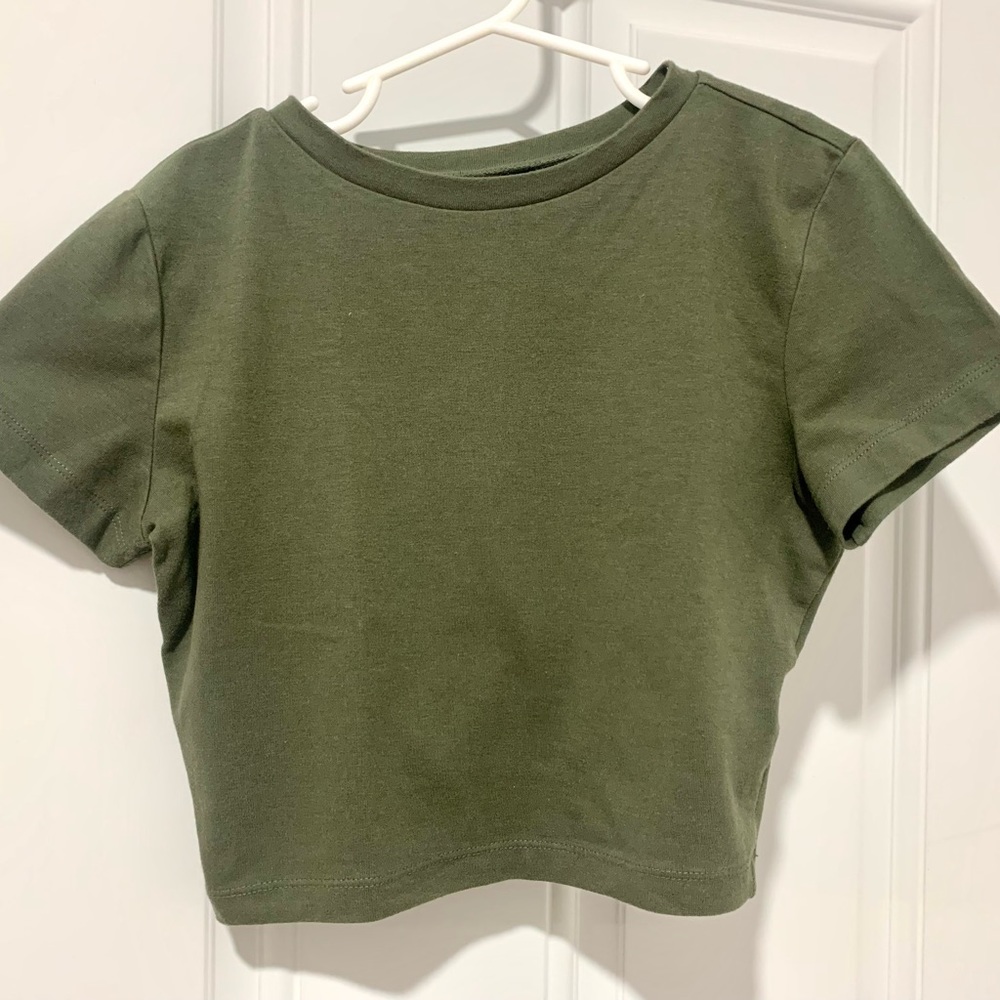 Wild Fable Olive Green Crop Top // U-Neck // Size XS